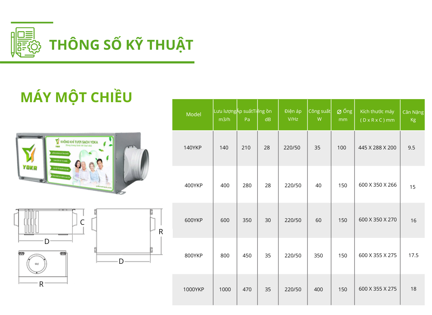 Thông gió âm trần nối ống 1 chiều